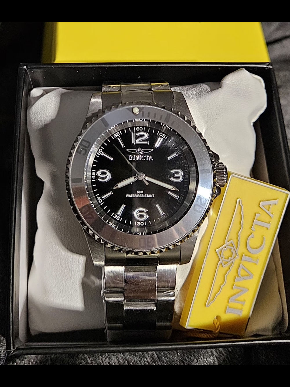 Invicta Specialty Rowan Silver Stainless Steel Watch with Black Dial 69479